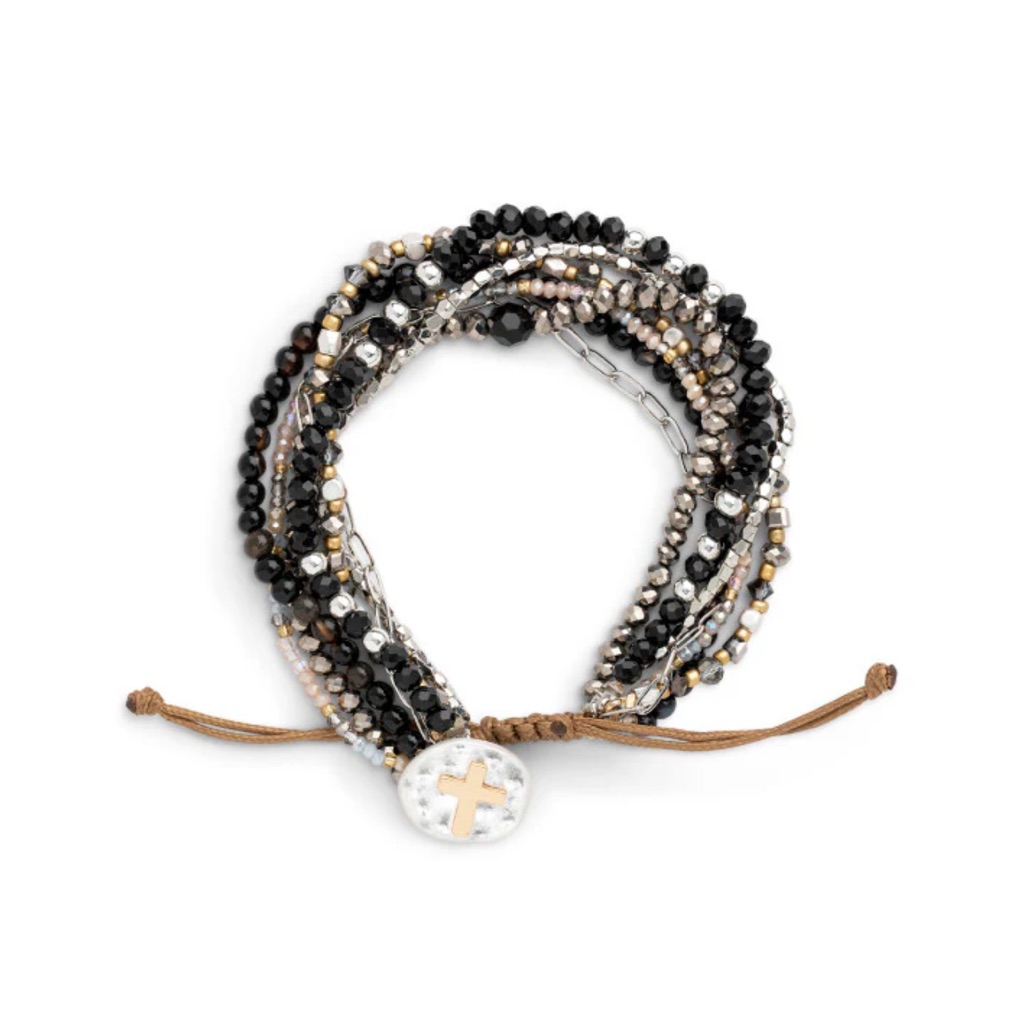 Demdaco Beaded Your Journey Prayer One Size Glass And Metal Charm Bracelet